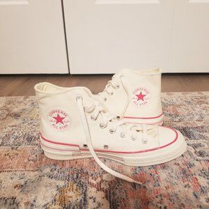 Converse White with Pink High Top Shoes Size 9